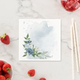 Guardanapo De Papel flores azuis e brancas botânicas