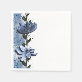 Guardanapo De Papel Flores Azuis Modernas Casamento Aquarela Floral