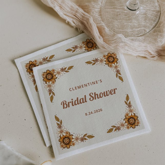 Guardanapo De Papel Flores Boho Retrô | Chá de Noiva (Retro floral napkins for your bridal shower)