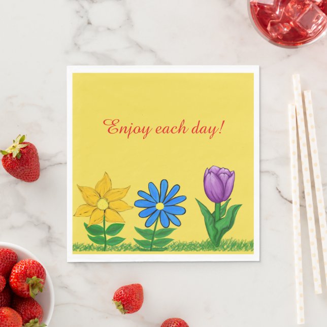 Guardanapo De Papel Flores bonito Amarelas Roxas Amarelas Napkins Amar (Insitu)