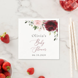 Guardanapo De Papel Flores Borgonhetas, Flores Rosa, Boho, Chá de fral