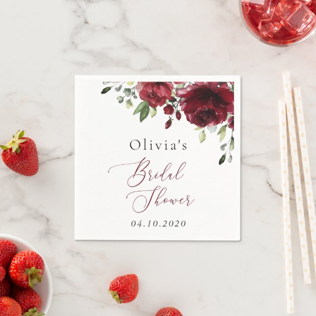 Guardanapo De Papel Flores Borgonhetas, Flores Vermelhas, Boho, Chá de (Insitu)