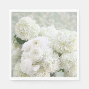 Guardanapo De Papel Flores brancas do ranúnculo com hydrangeas