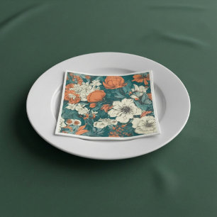 Guardanapo De Papel Flores brancas e laranja de Verão Nápoles