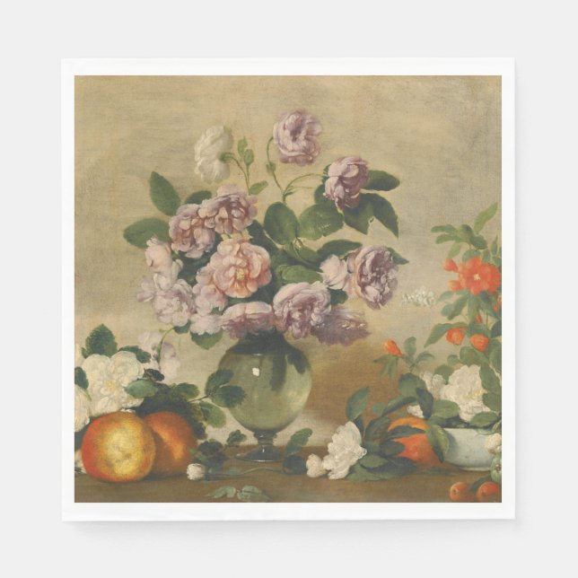 Guardanapo De Papel Flores Brancas e Rosa (Pêonias Ainda Vidas) (Frente)