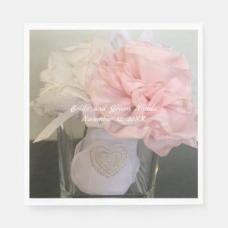 Guardanapo De Papel Flores Brancas e Rosas em Vaso