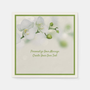 Guardanapo De Papel Flores Brancas Elegantes Personalizam