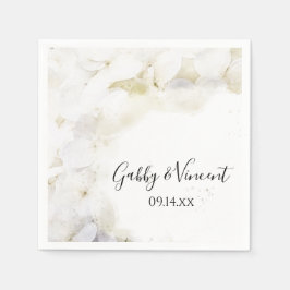 Guardanapo De Papel Flores Brancas Hydrangea Aquarela Casamento Napkin