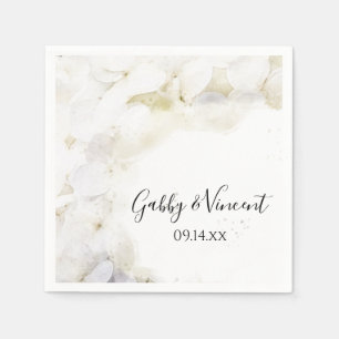 Guardanapo De Papel Flores Brancas Hydrangea Aquarela Casamento Napkin