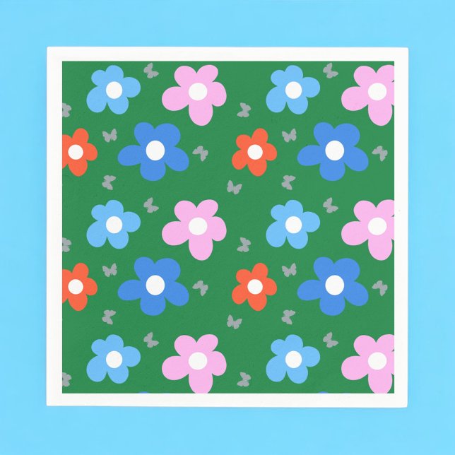 Guardanapo De Papel Flores Brilhantes e Borboletas (Criador carregado)