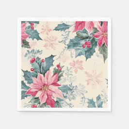 Guardanapo De Papel Flores Clássicas de Poinsettia de Natal em Papel