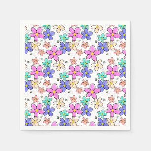 Guardanapo De Papel flores coloridas arco-íris brilhantes abelhões flo