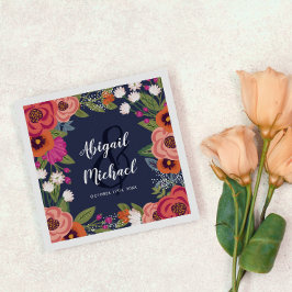 Guardanapo De Papel Flores da Boêmia - Casamento Azul Marinho
