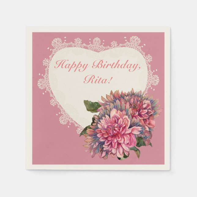 Guardanapo De Papel flores dahlias (Frente)