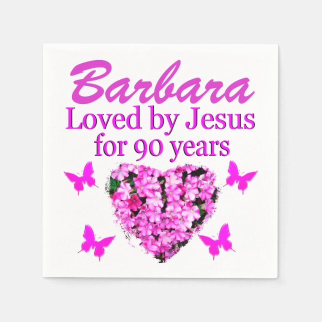 Guardanapo De Papel FLORES DE 90 DE ANIVERSÁRIO PERSONALIZADOS bonito (Frente)