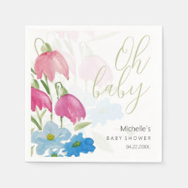 Guardanapo De Papel Flores De Água De Primavera Azul E Blush