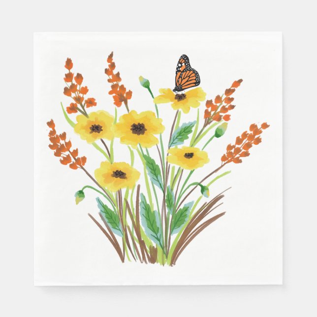 Guardanapo De Papel Flores De Aquarela 07 Papel De Almoço Nápoles (Frente)