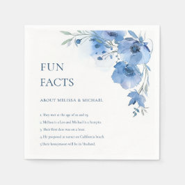 Guardanapo De Papel Flores de Aquarela Azul Fatos Divertidos Casamento