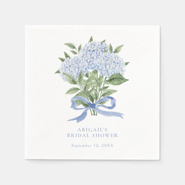Guardanapo De Papel Flores de Aquarela Azul Hydrangea com Arco (Frente)