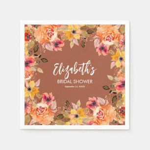 Guardanapo De Papel Flores de Aquarela do outono em Terracotta