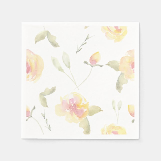 Guardanapo De Papel Flores de Aquarela-limão (Frente)