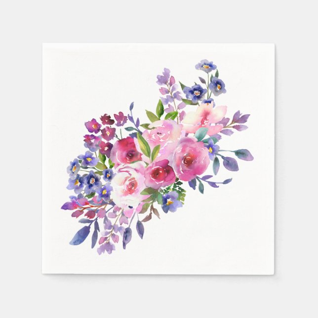 Guardanapo De Papel Flores de Aquarela Napkins (Frente)
