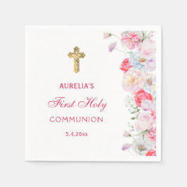 Guardanapo De Papel Flores de Aquarela Primeira Comunhão