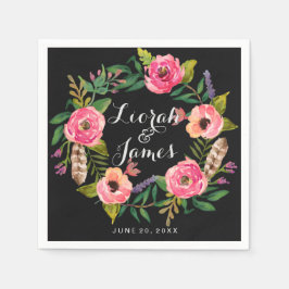 Guardanapo De Papel Flores de aquarela românticas doces