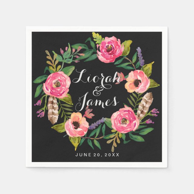 Guardanapo De Papel Flores de aquarela românticas doces (Frente)