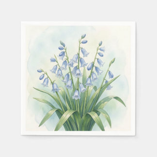 Guardanapo De Papel Flores de Campainha Azul Aquarela Botânica