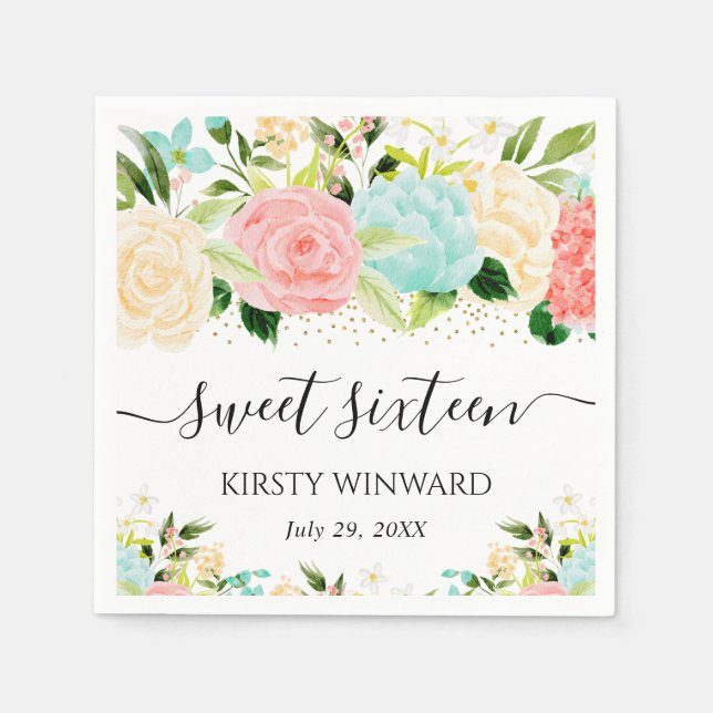 Guardanapo De Papel Flores de Cana-de-Água Rosa e Mineira Doce Dezesse (Frente)