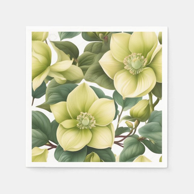 Guardanapo De Papel Flores de Hellebore Elegantes (Frente)