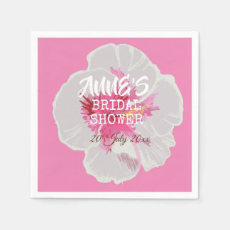 Guardanapo De Papel Flores de Hibisco Branco Personalizadas