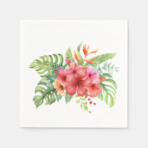 Guardanapo De Papel Flores de Hibiscus Tropical de Aquarela