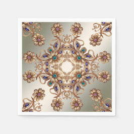 Guardanapo De Papel Flores de Joias Douradas Elegantes Napkins