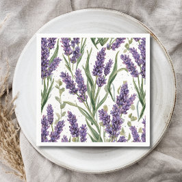 Guardanapo De Papel Flores de Lavanda Roxa Botânica Aquarela