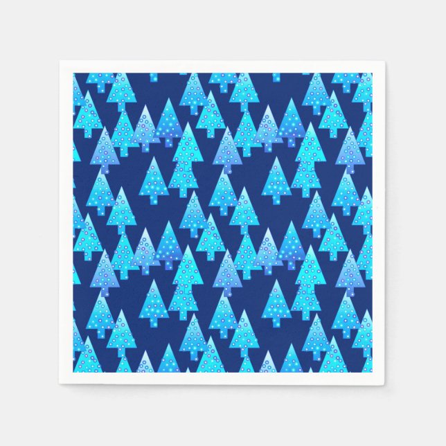 Guardanapo De Papel Flores de Natal modernas - azul de cobalto (Frente)