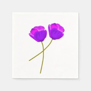 Guardanapo De Papel Flores De Papoila Púrpura