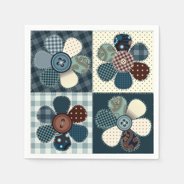 Guardanapo De Papel Flores de patch (Frente)