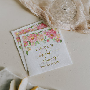 Guardanapo De Papel Flores de Pêssego e Peônia Rosa em Chuveiro de Noi