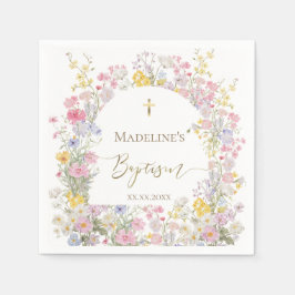 Guardanapo De Papel flores de prado em aquarela Batismo
