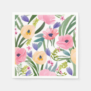 Guardanapo De Papel Flores de Primavera Aquarela Floral Pastel