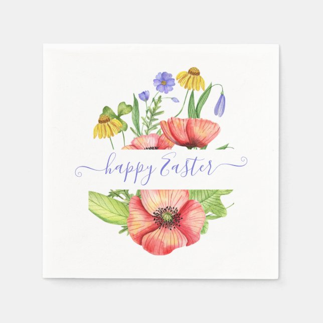 Guardanapo De Papel Flores de primavera aquarela personalizadas (Frente)