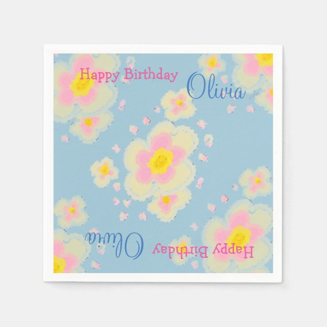 Guardanapo De Papel Flores de primavera (rosa) (Frente)