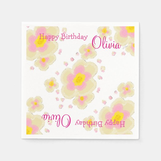 Guardanapo De Papel Flores de primavera (rosa) (Frente)