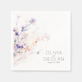 Guardanapo De Papel Flores de púrpura e pincel elegantes