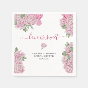 Guardanapo De Papel Flores de rosa aquarela - o amor é doce