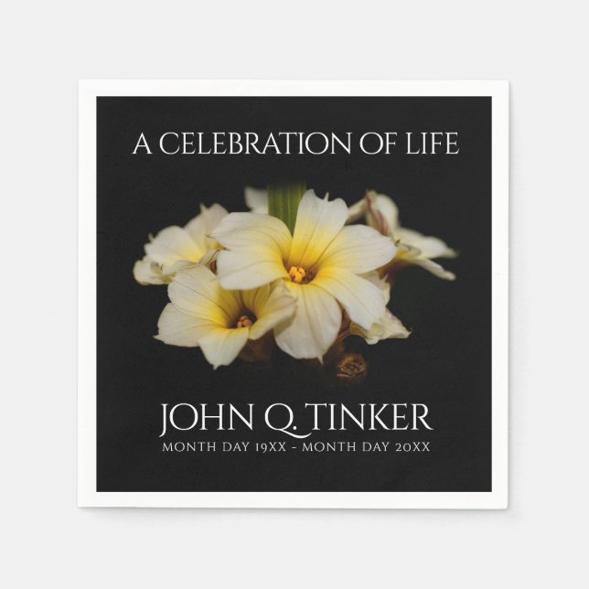 Guardanapo De Papel Flores de Satin Elegantes em Preto (Frente)