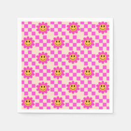 Guardanapo De Papel Flores de Sorriso Rosa Quente Verificadas com quad