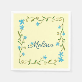 Guardanapo De Papel Flores De Subida Azul